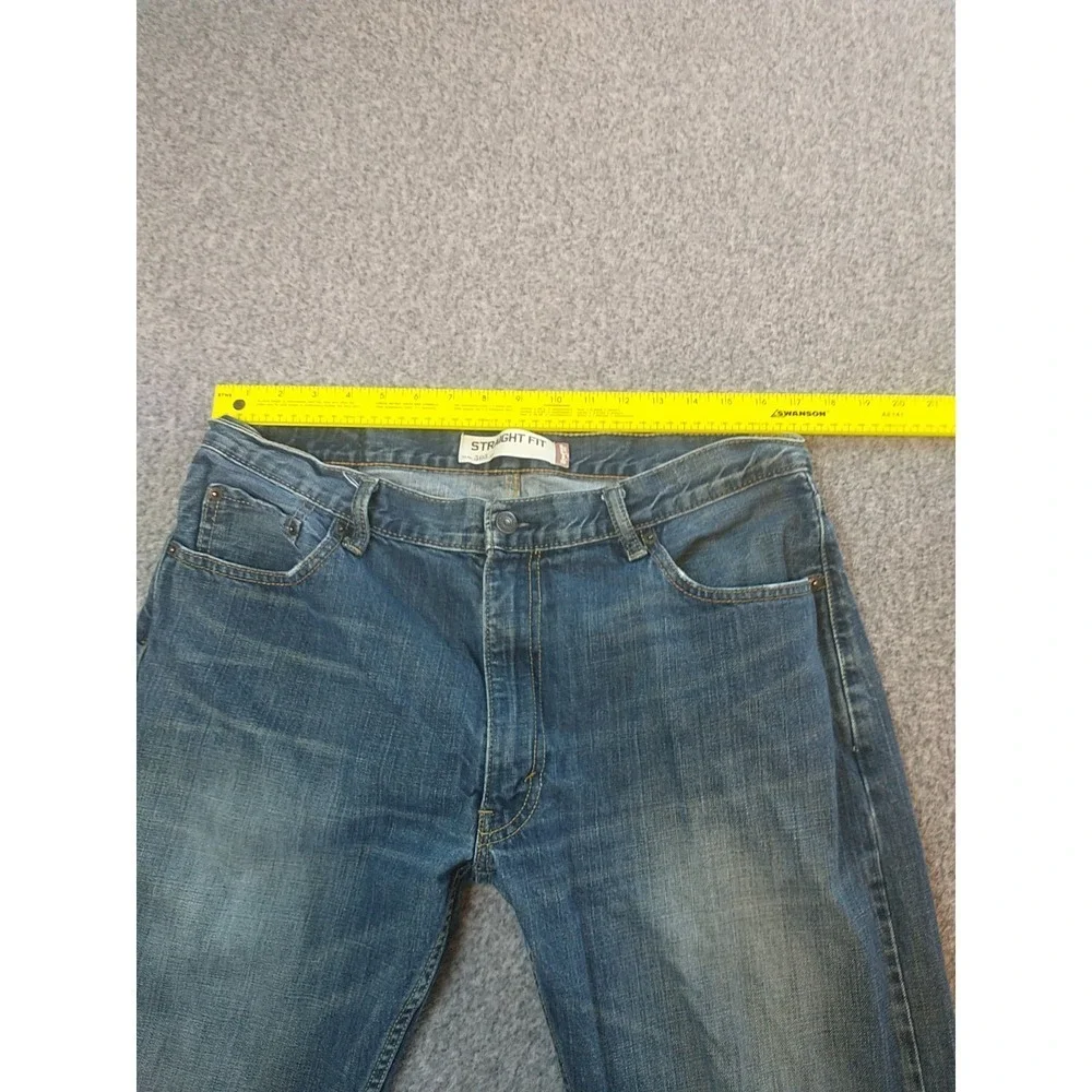 Levis 505 Straight Fit Mens Jean Medium Wash Blue Denim 34x29 5-Pocket Whiskered